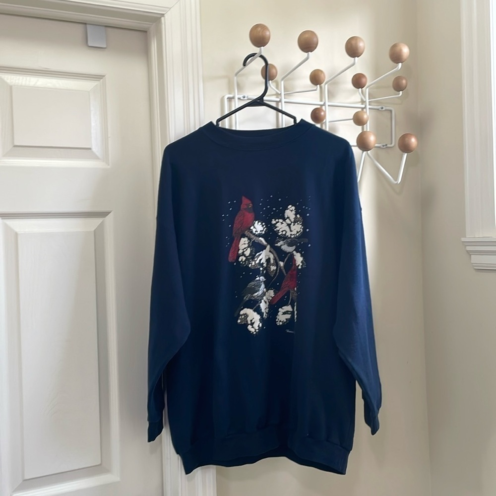 Weekend Edition - Vintage Cottagecore Sweater shirt - Navy Blue - XL